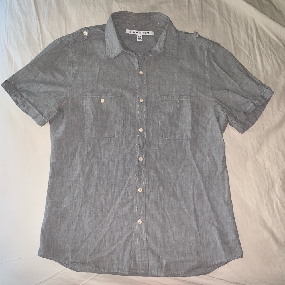 Gray Short-sleeve Button Up